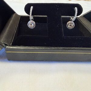 Elegant Silver and Moissanite hoop Earrings